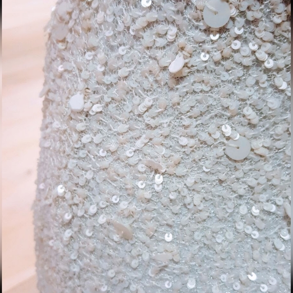 Frascara Wedding Dress White Beaded Sequin Sheath High Neck Low Back Gown - Picture 7 of 7